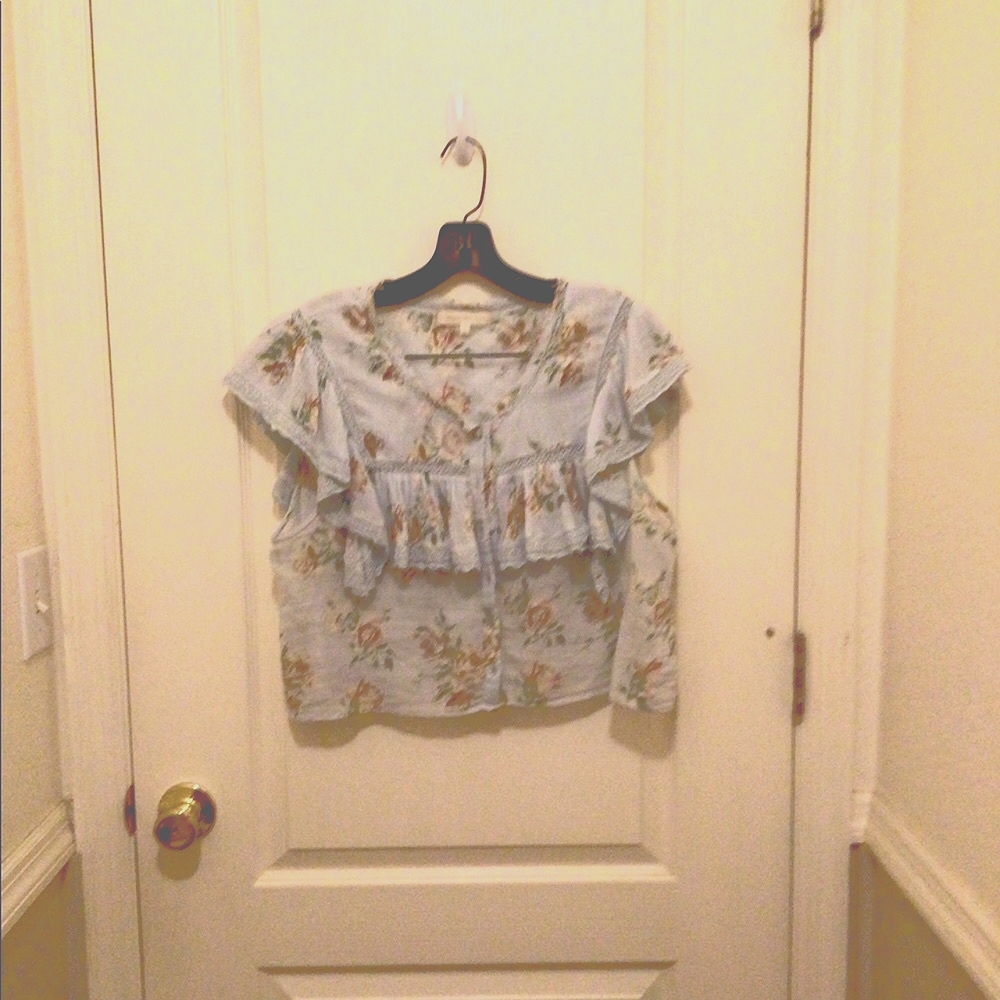 LoveShackFancy skirt & blouse set ,floral blues